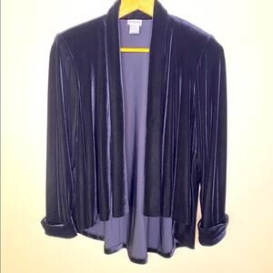 Metaphor Black Velvet Drape Open Cardigan Sz Small